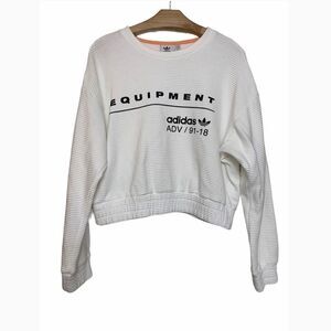 Adidas White Cropped EQT Sweatshirt